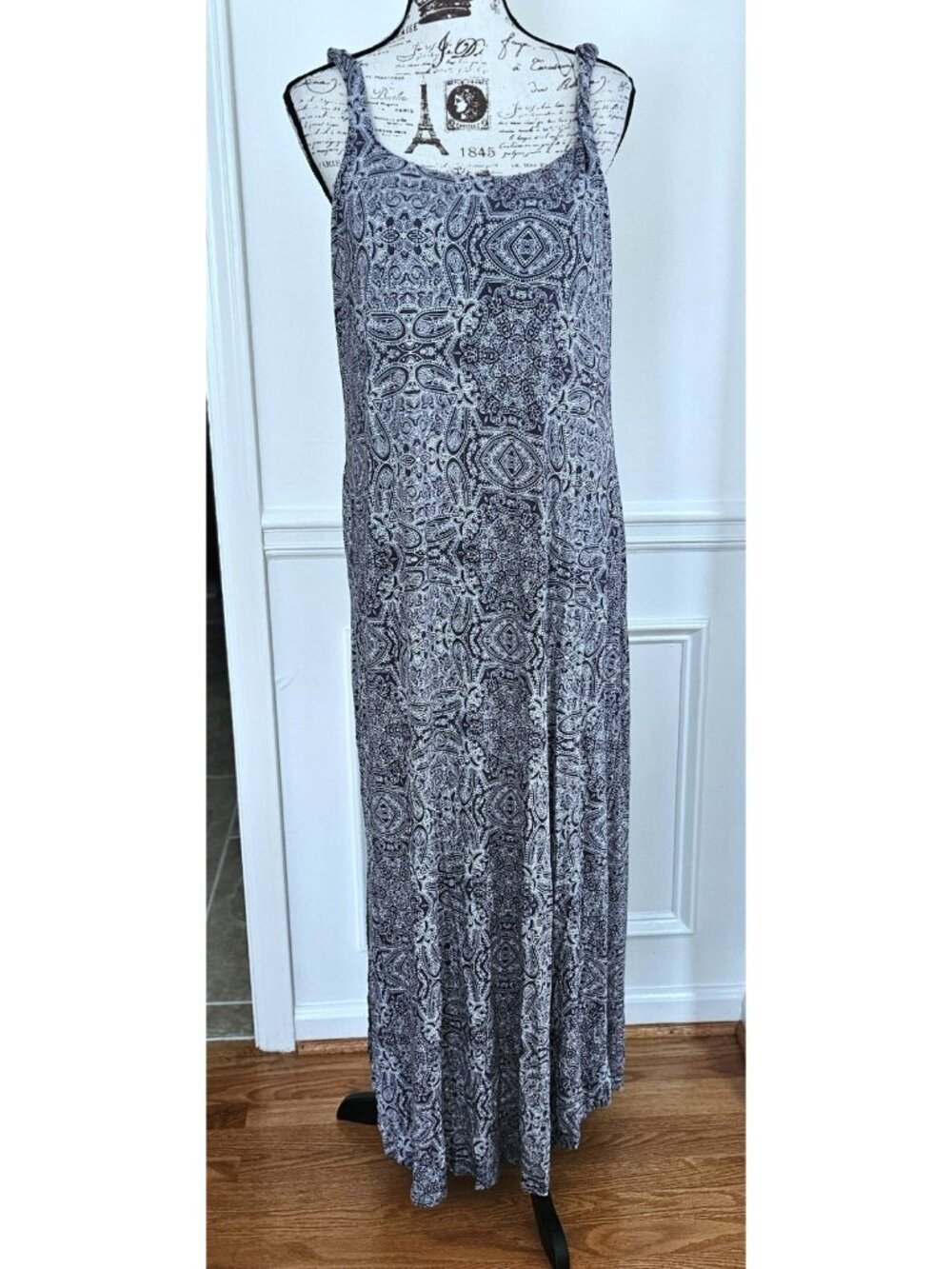 Soma WKND L Dusty Purple Printed Sleeveless Knit Maxi Dress